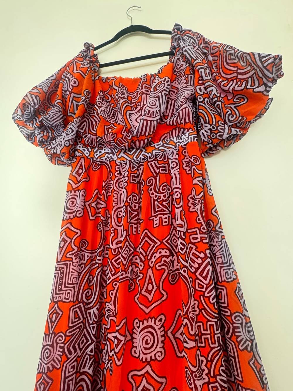Andres otalora TIKUNA OFF-THE-SHOULDER CHIFFON MAXI DRESS IN PRINT NWT Size M - Picture 9 of 16